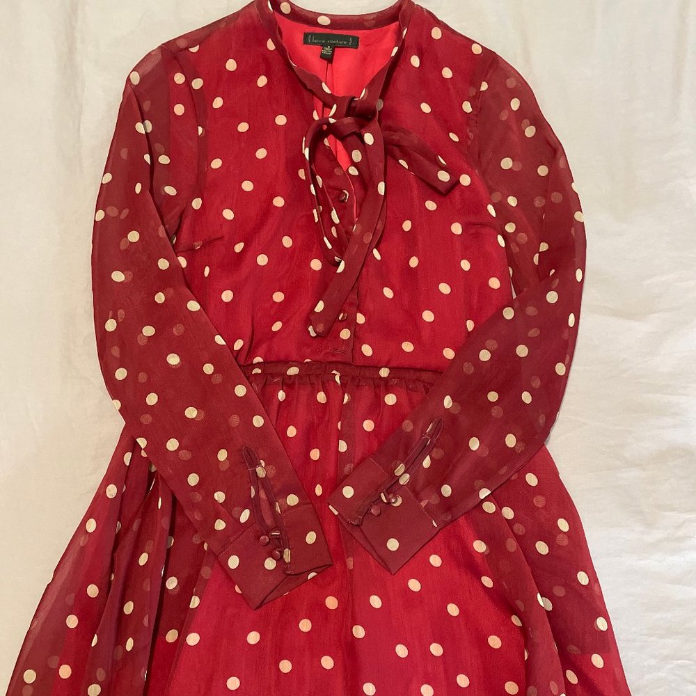 Lucca Couture Red / White Dot Dress (S)